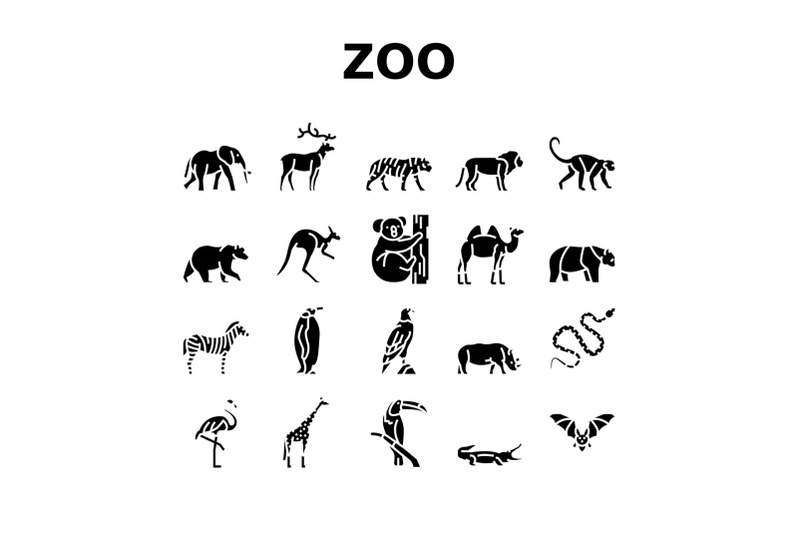 zoo-animals-birds-and-snakes-icons-set-vector