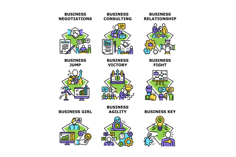 business-relation-set-icons-vector-illustrations