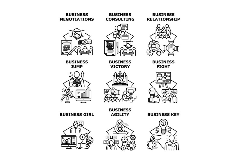 business-relation-set-icons-vector-illustrations