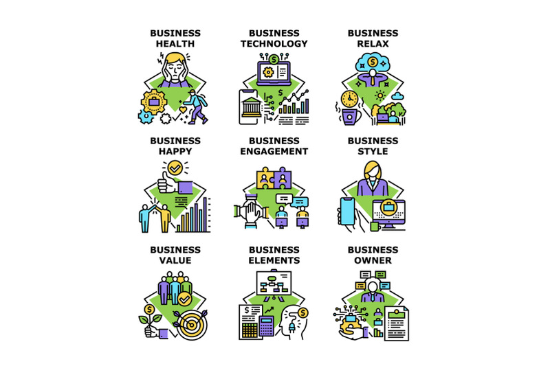 business-technology-set-icons-vector-illustrations