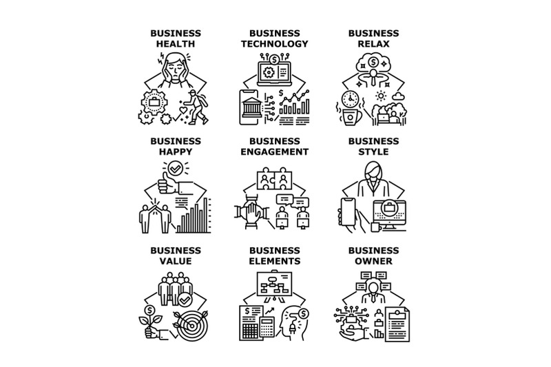 business-technology-set-icons-vector-illustrations