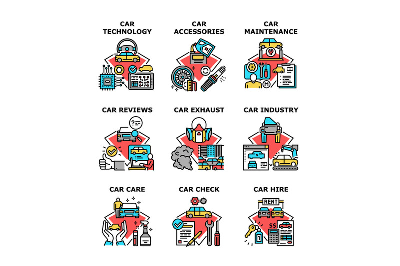 car-technology-set-icons-vector-illustrations