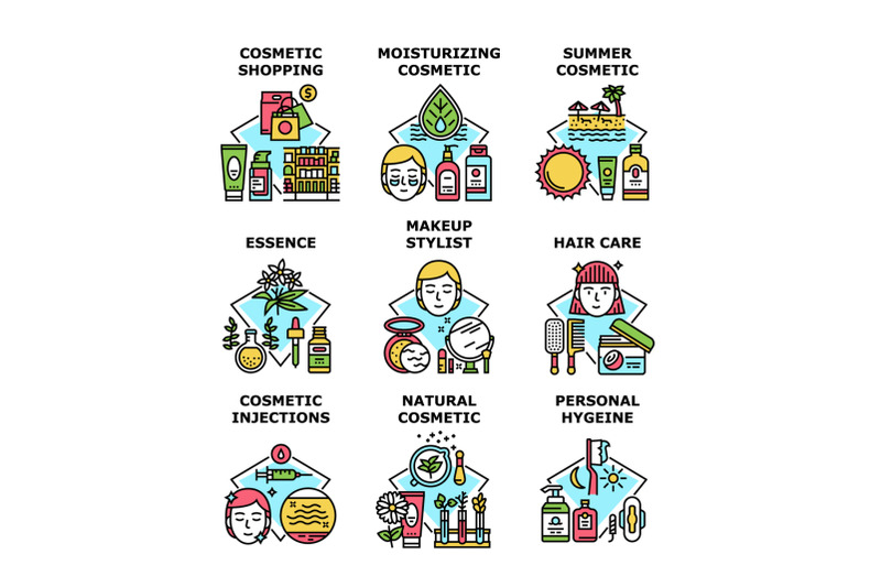 cosmetic-hygiene-set-icons-vector-illustrations