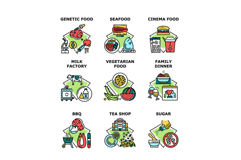 food-family-dinner-set-icons-vector-illustrations