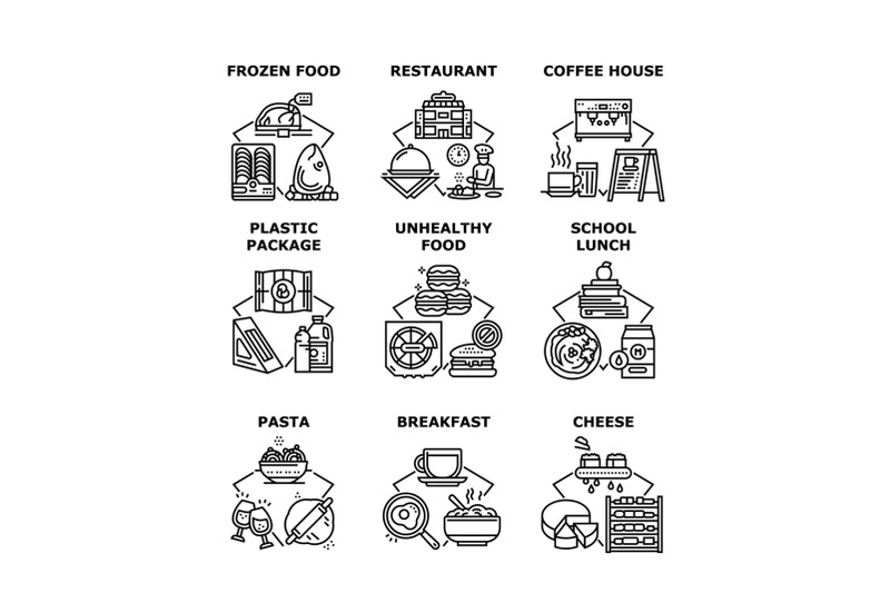 food-restaurant-set-icons-vector-illustrations