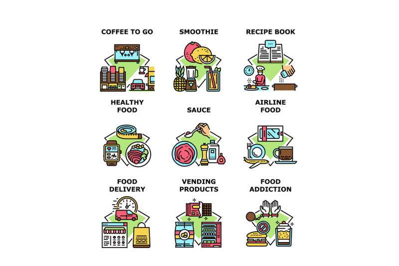 food-addiction-set-icons-vector-illustrations