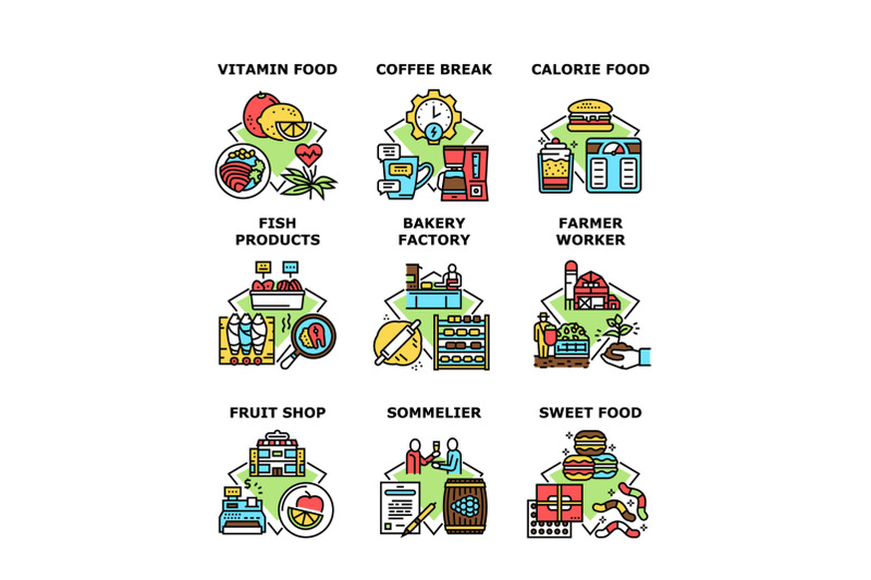 food-and-drink-set-icons-vector-illustrations