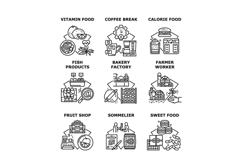 food-and-drink-set-icons-vector-illustrations