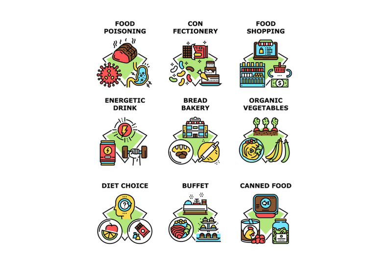 nutrition-shopping-set-icons-vector-illustrations