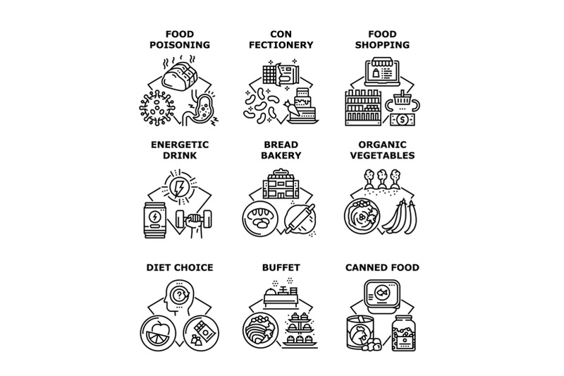 nutrition-shopping-set-icons-vector-illustrations