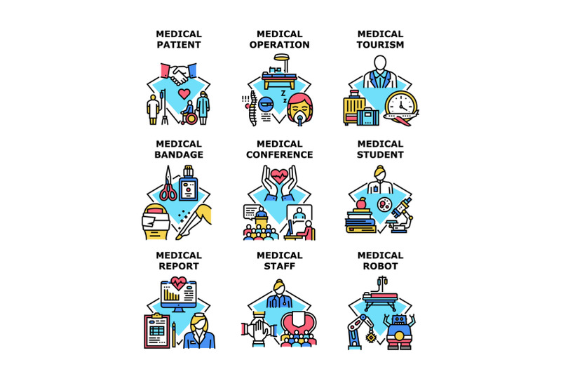 medical-tourism-set-icons-vector-illustrations