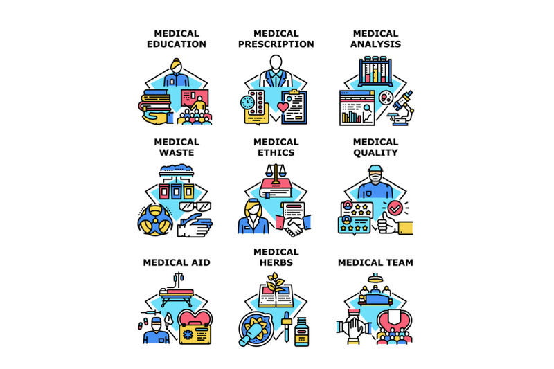 medical-education-set-icons-vector-illustrations