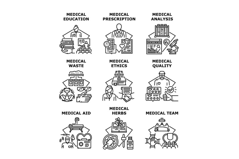 medical-education-set-icons-vector-illustrations