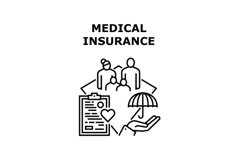 medical-insurance-care-concept-black-illustration