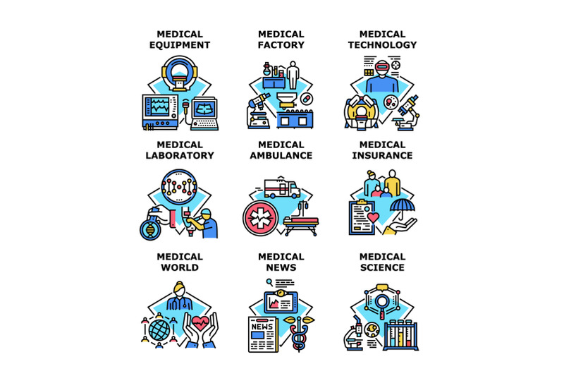 medical-technology-set-icons-vector-illustrations