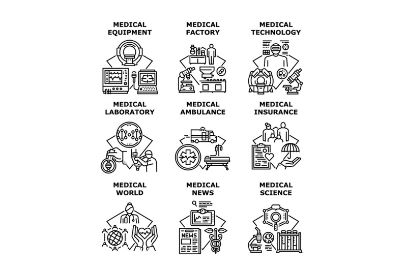 medical-technology-set-icons-vector-illustrations