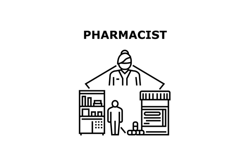 pharmacist-work-vector-concept-black-illustration