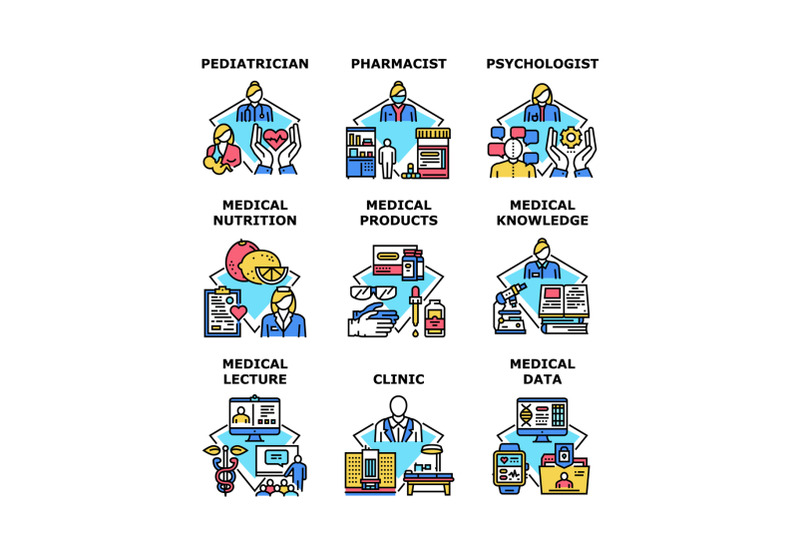 medical-knowledge-set-icons-vector-illustrations