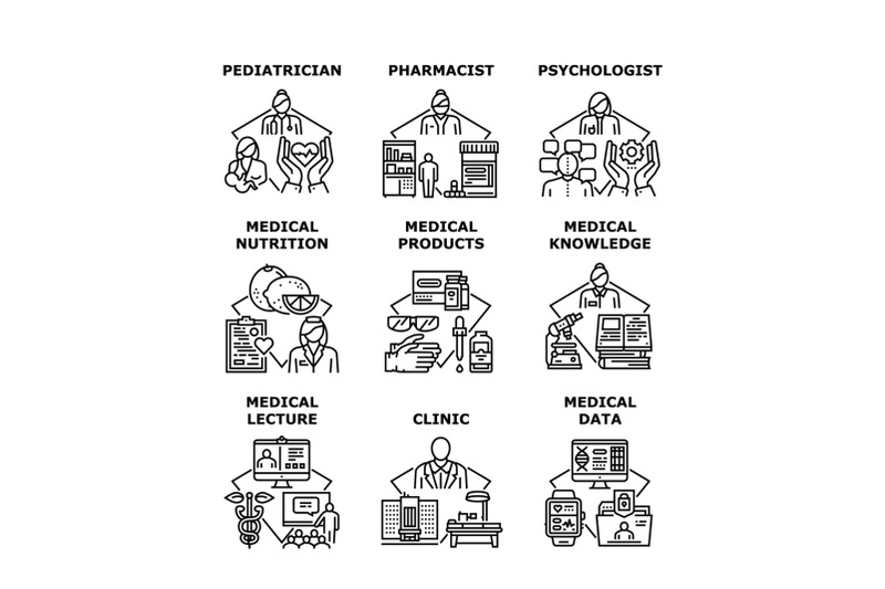 medical-knowledge-set-icons-vector-illustrations