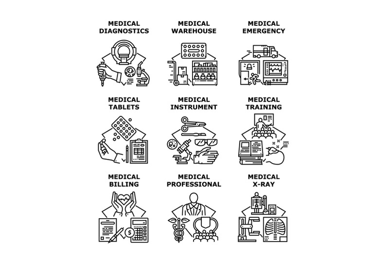 medical-healthcare-set-icons-vector-illustrations