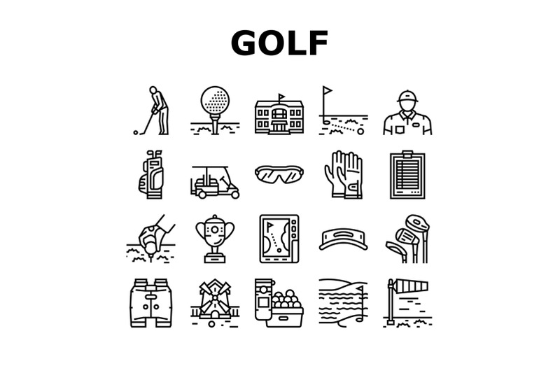 golf-sportive-game-on-playground-icons-set-vector