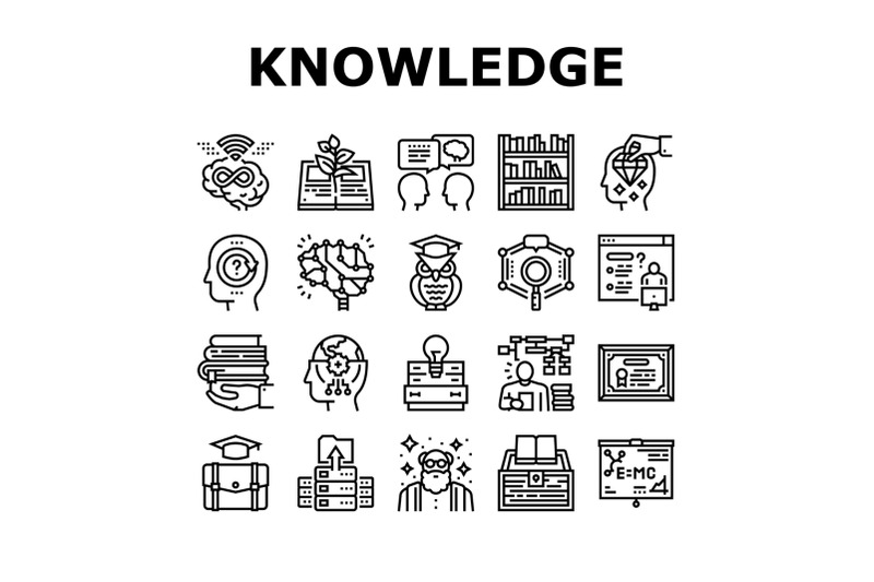 knowledge-and-mind-intelligence-icons-set-vector