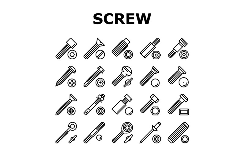 screw-and-bolt-building-accessory-icons-set-vector