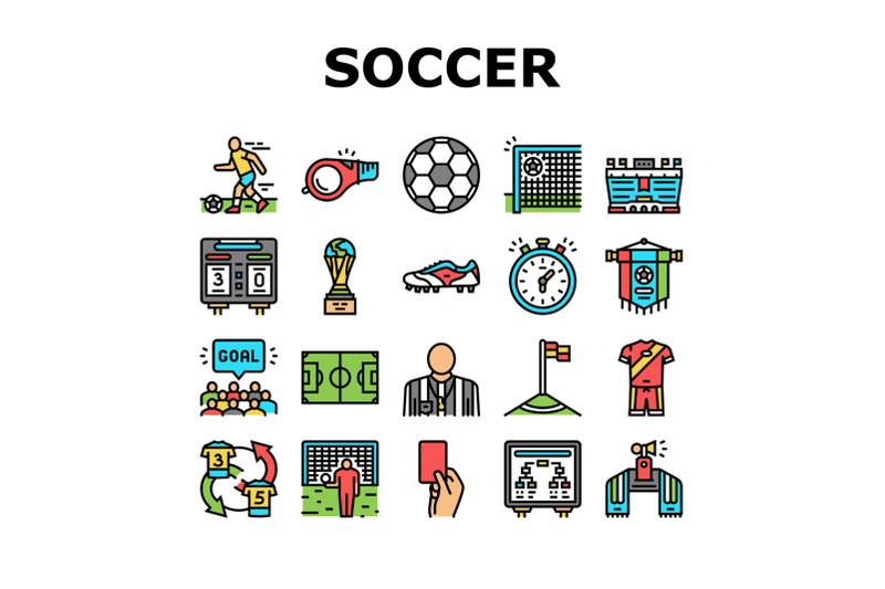 soccer-team-sport-game-on-stadium-icons-set-vector