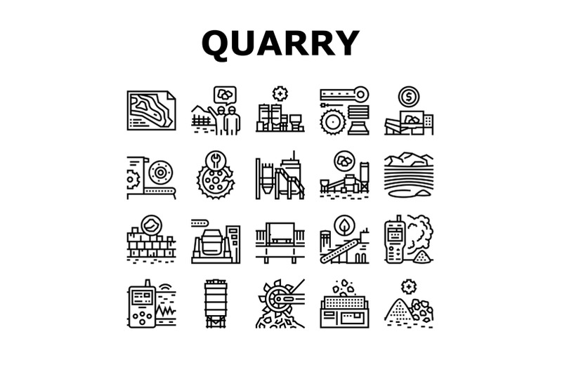 quarry-mining-industrial-process-icons-set-vector