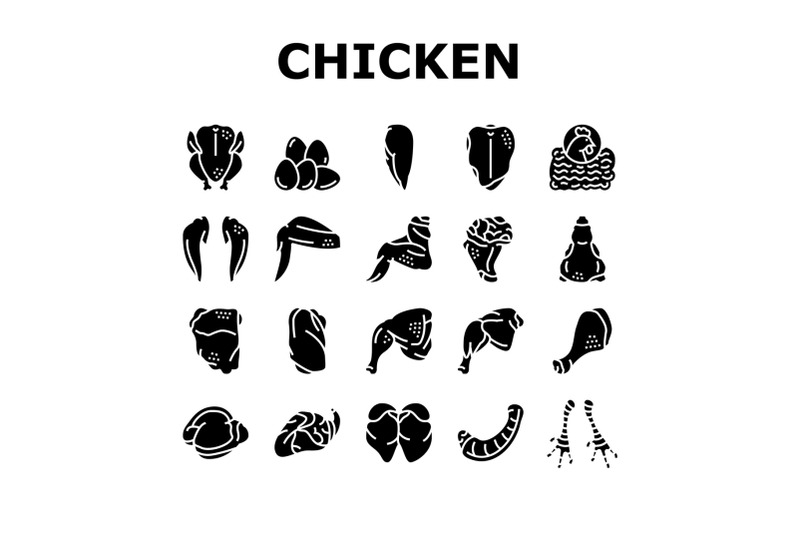 chicken-animal-farm-raw-meat-food-icons-set-vector