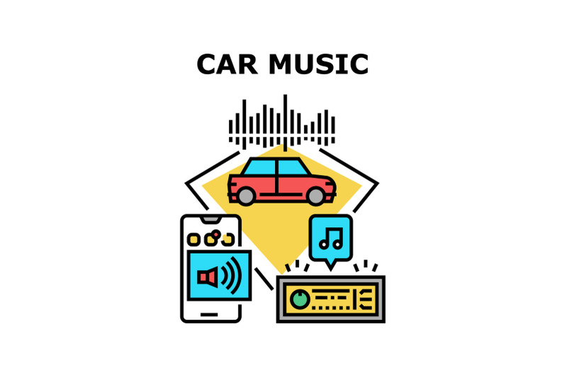 car-music-electronics-concept-color-illustration