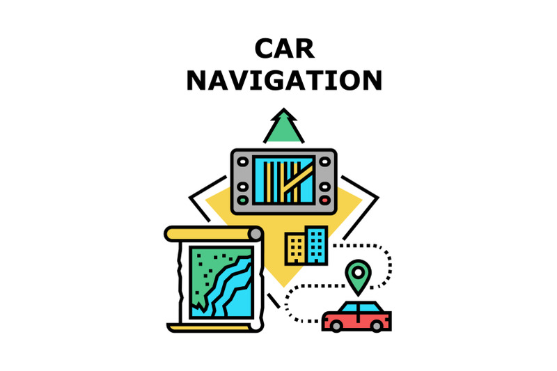 car-navigation-device-concept-color-illustration