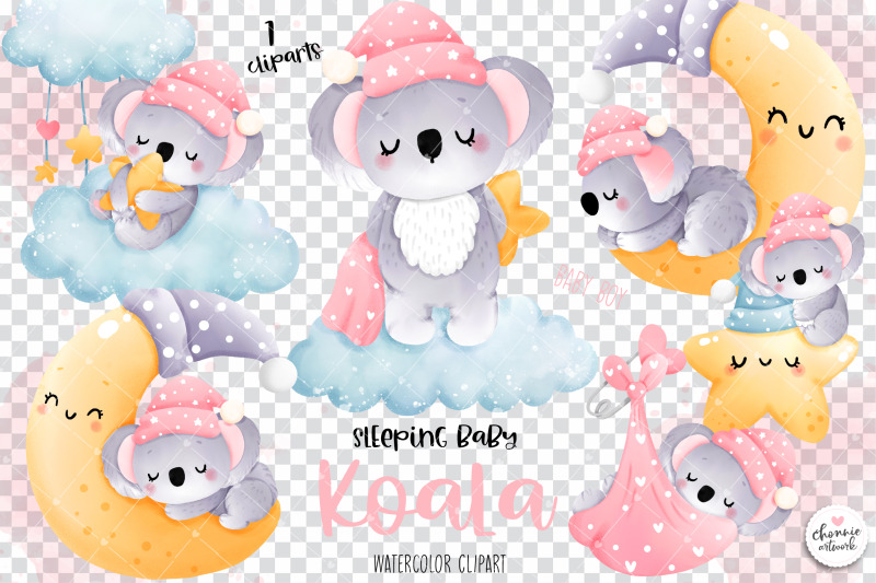 sleeping-baby-koala-clipart-baby-girl-clipart