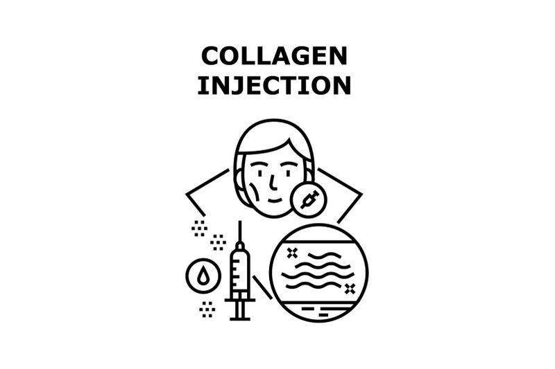collagen-injection-concept-black-illustration