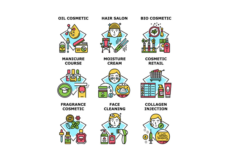 cosmetic-retail-set-icons-vector-illustrations