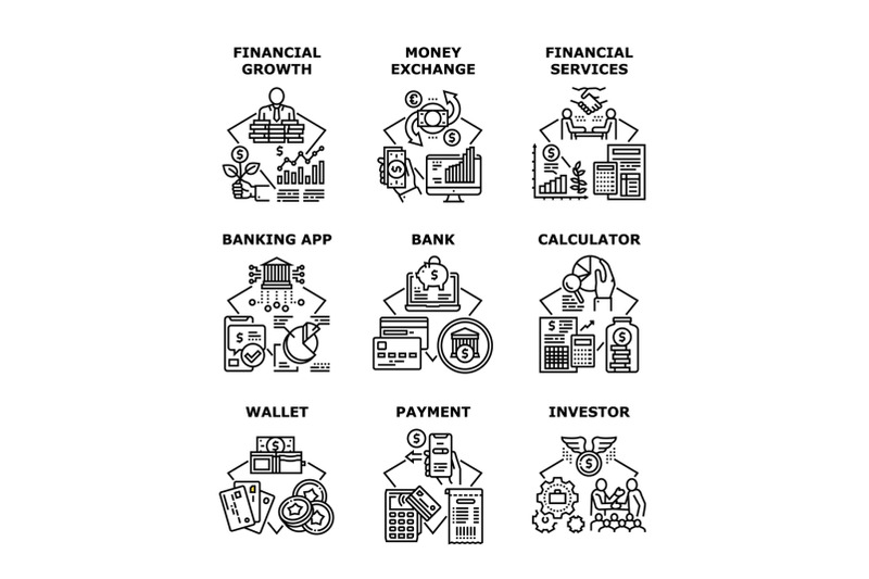 financial-services-set-icons-vector-illustrations
