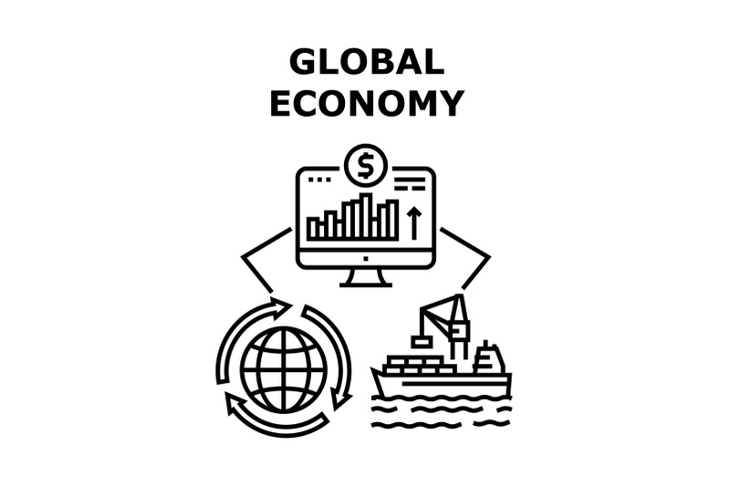 global-economy-vector-concept-black-illustration