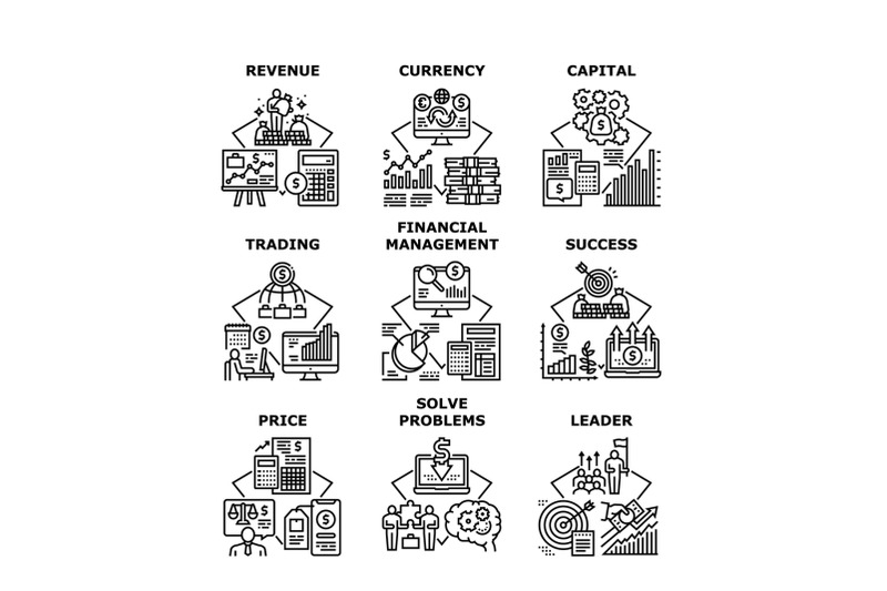 finance-revenue-set-icons-vector-illustrations