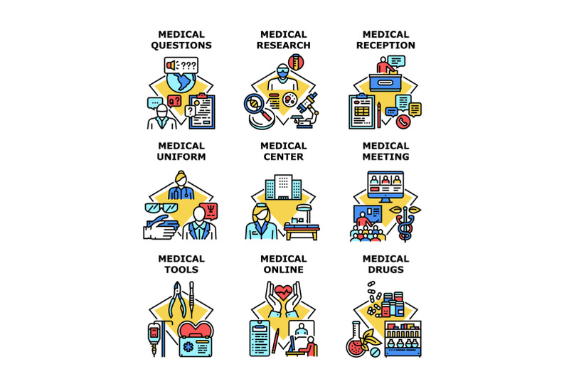 medical-research-set-icons-vector-illustrations