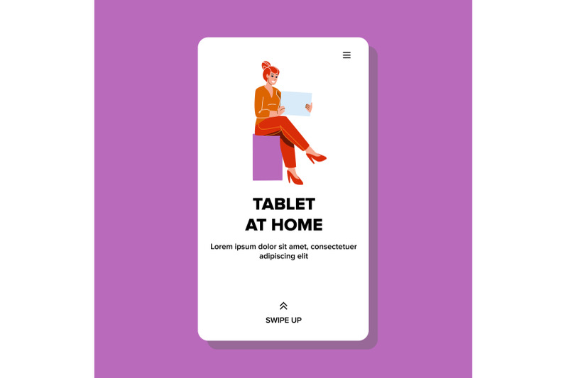 girl-using-tablet-at-home-for-communication-vector