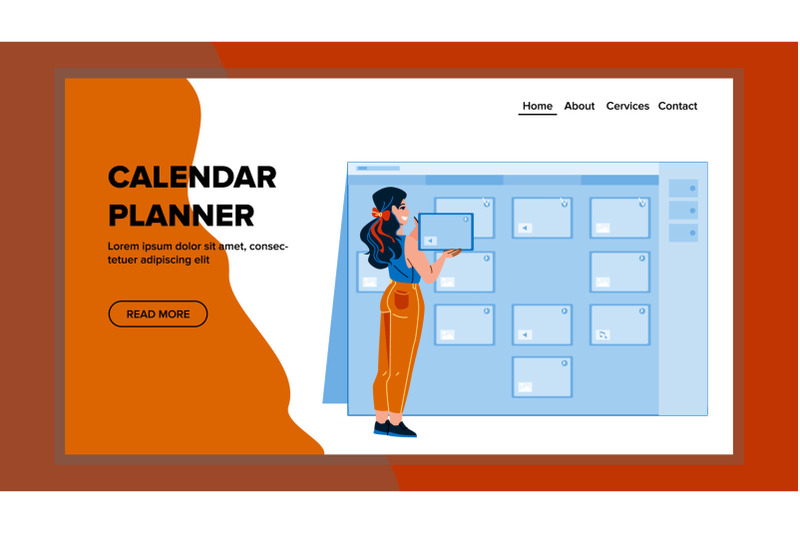 calendar-planner-management-young-woman-vector