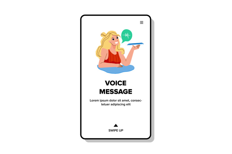 voice-message-girl-recording-on-smartphone-vector