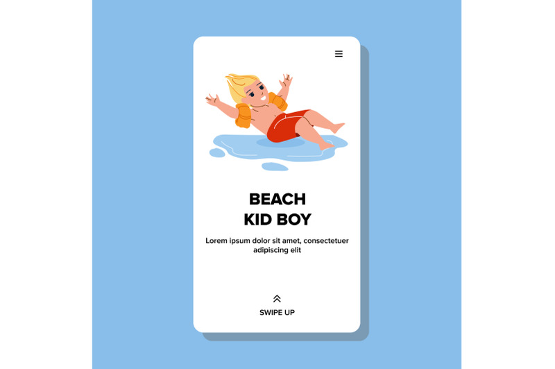 kid-boy-resting-on-sandy-beach-seashore-vector