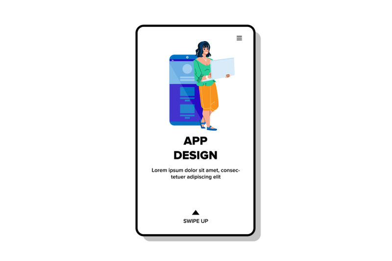 app-design-creating-young-woman-designer-vector