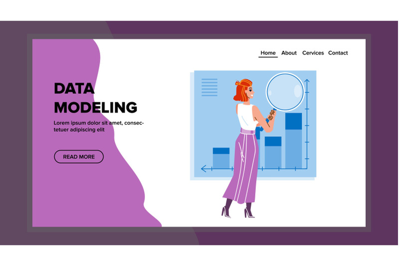 data-modeling-and-researching-woman-manager-vector