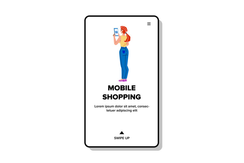 mobile-shopping-young-woman-on-cellphone-vector