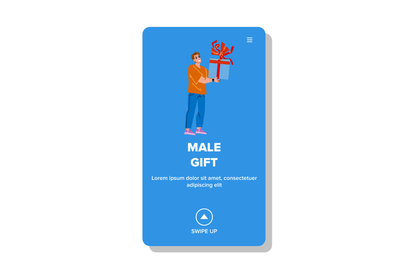 male-gift-packaging-getting-man-on-birthday-vector