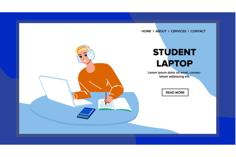 student-laptop-using-for-remote-education-vector