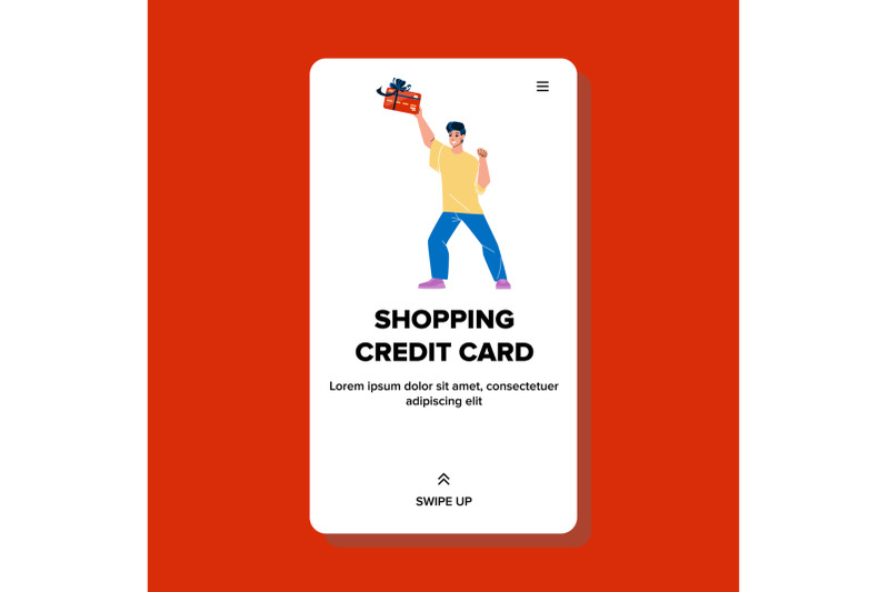 shopping-credit-card-holding-man-shopper-vector