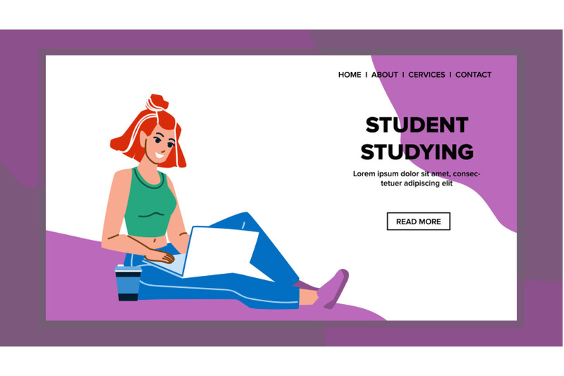 girl-university-student-studying-on-laptop-vector